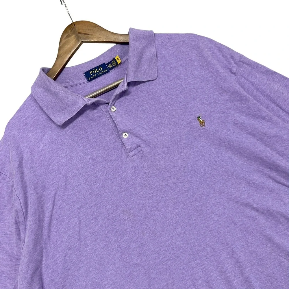 Polo Ralph Lauren Mens 2XLT Purple Heather Jersey Cotton Short Sleeve Polo Shirt